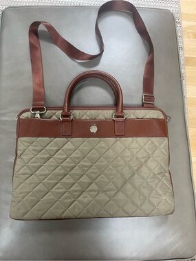 Knomo Quilted Avignon laptop  Bag in Brown/Tan